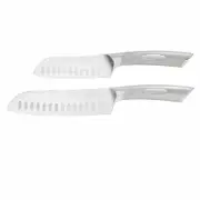 NEW SCANPAN CLASSIC STEEL 2 PC SANTOKU KNIFE SET 18cm 12cm Kitchen Knives Forged