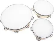 VINTORKY Boys and Girls' Hand Drums 3pcs Wooden Tambourine Set Hand Percussion Instruments for Preschool