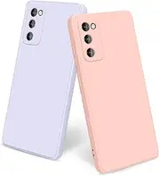 [2 Pack] Case for Samsung Galaxy S20 FE 5G/4G, Soft Slim Shockproof Full-Body Stylish Silicone Protective Case Cover for Samsung Galaxy S20 FE Phone case (Violet+Pink)
