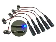 5 pcs - Blue LED Spot & 9 volt battery clips Micro Effects Light MEL-PB1-9V-5P
