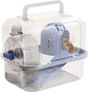 Pet Travel Case - Hamster - Exit Container, Breathable Transport Box | Clear Shell Kennel, Compact