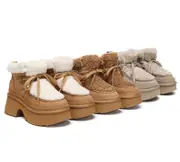 AUSTRALIAN SHEPHERD® UGG Boots Women Sheepskin Wool Lace Up Chunky Platform Bumpy - Chestnut / AU Ladies 4 / AU Men 2 / EU 35