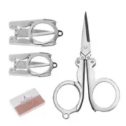 Folding Scissors with Keychain Stainless Steel Travel Portable Scissors for C...