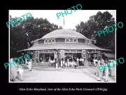 OLD POSTCARD SIZE PHOTO OF GLEN ECHO MARYLAND THE ECHO PARK CAROUSEL c1930