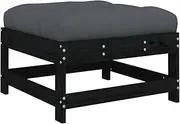 Patio Ottoman Footstool with Cushion, Small Footrest Seat All Weather Outdoor Furniture for Porch Deck Garden, 62 x 62 x 32 cm