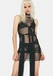 Night Good Vibing Strappy Mesh Dress