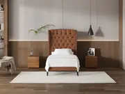 My Style Winged Headboard & Slimline Base - King Single / Gingerbread / Slimline Base