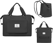 [Sawanork] Travel Duffle Bag, Waterproof Sports Tote Gym Bag, Foldable Weekender Overnight Bags, Dry and Wet Separated Sports Portable Shoulder Bag with Large Capacity, Black