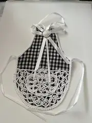 NWOT Wine Bottle Cover - Black Checkered Apron Syrup Jar White Ribbon Gift Host