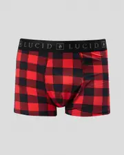 [Lucid] Lucid Men's Logger Fitted Boxer Shorts in Red Check Size Small S Red Check