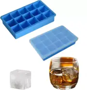 Ice Cube Trays,Large Ice Cubes,2 Pack Reusable Silicone 15-Ice Cube Molds wit...