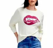 Wildfox Womens Top Size XS Love Bites Long Sleeve Graphic Crewneck Pullover New