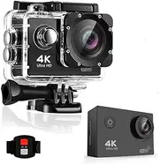 BSLVWG 4K Action Camera 20MP WiFi 30M Waterproof Sports Camera Underwater Camera for Vlog with Ultra HD 170° Wide Angle 2.4G Remote Control Anti-Shake 2.0 Inch LCD Screen with Accessories Kit