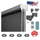 44" W x 68" L Indoor Roller Shades - Stylish Black Blackout & Insulation