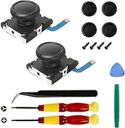 Veanic 2-Pack 3D Joystick Analog Thumb Stick for Switch Joy-Con Controller - Include Tri-Wing, Cross Screwdriver, Pry Tools + 4 Thumbstick Caps