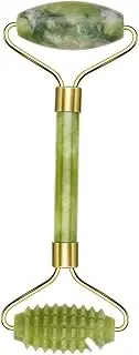Qinsky Jade Roller,Jade Facial Tool Face Massage Guasha Facial Tool Rollers for Eye Puffiness Treatment Skin Tightening Natural Green Slimming Massager Women Gift