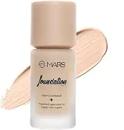 MARS High Coverage Liquid Matte Foundation | Blemish Free & Blendable Foundation For Makeup (40Ml) (Shade-01), All