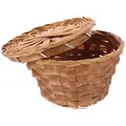 Braided Bamboo Basket Storage Reusable Food Baskets Small Woven Bread with Lid