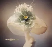 Kentucky Derby Hat Moss Green Flower Royal Ascot Bridal Melbourne Cup Off White