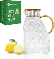 Glass Pitcher With Lid For Fridge, 2 Liter 68 oz Glass Pitchers With Handle And Lid, 0.53 Gallon Glass Tea Pitcher Jug Carafe, Water Pitcher With Lid for Hot/Cold Water Iced Juice Coffee Milk Fruit