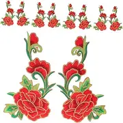TEHAUX 5 Pair Rose Embroidery Patches: Floral Appliques Decorative Patches for Clothes DIY Repair Materials for Jeans Bags Decoration