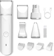 Electric Dog Clipper Cat Hair Trimmer Grooming Kits with 4 Heads, Rechargeable Shaver, Nail Grinder for Paws, Eyes, Ears, Face