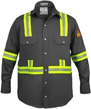 Flame Resistant High Visibility Hi Vis FR Shirt - 100% C - 7 oz, Dark Grey, X-Large