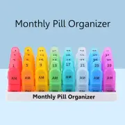 Monthly Pill Tablet Container Box 31 Days Organiser Compartment AM PM Dispenser