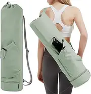 sportsnew Yoga Mat Bag with Water Bottle Pocket and Bottom Wet Pocket, Exercise Yoga Mat Carrier Multi-Functional Storage Bag