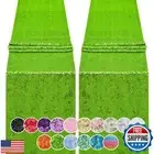 Hahuho 2PCS 12x72 Inch Sequin Table Runner Light Green Glitter Table Runner f