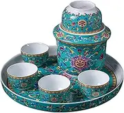 Sake Pot Set Porcelain Pottery Ceramic Crafts Japanese Sake Set Traditional Sake Cup Wine Glasses with Keep Warm Cup Sake Drinking Set