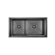 PINIZ 1 & 1/2 Bowl Workstation Kitchen Sink - Slide Lip - Nano Coated 1.2mm Thick Stainless Steel - Anti-Scratch - 820mm - PVD Gunblack