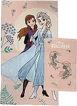 Frozen Disney Terry Bath Towels, Set of 2 Bath Towels, Face Towel, Bidet Towel, Pink, Cotton, 100 Percent, Set of 2, Official Product