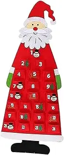 [TENOL] Christmas Advent Hanging Calendars 2023 Decorative with 24 Days Pockets Advent Calendar for Home Wall Holiday Door Decoration, Red