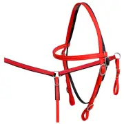 DL HILASON Western Horse Genuine Biothane Leather Headstall Breast Collar Red