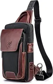 [Generic] Men Leather Sling Bag Casual Chest Bag Pack Crossbody Bag Sling Backpack Travel Shoulder Backpack