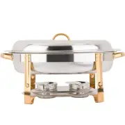 Deluxe 6 Qt Gold Accent Stainless Steel Oval Chafer Chafing Dish Set Full Size