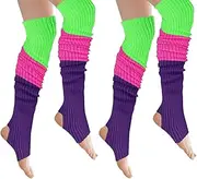 [aoozleny] Long Leg Warmer, 80s Party Ribbed Knit Dance Sports Boot Cuffs Short Boot Cover,2 Pairs