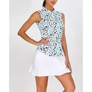 US Open Women's Tennis Shirt Sleeveless Print UPF50 Quick Dry Tennis Golf Outdoor Exercise Zip Collar Floral Tee Tshirt Top Pink Light Green Blue Tennis Clothi