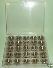 BOBBIN BOX + 25 KENMORE VIKING WHITE SINGER 15 CLASS SEWING MACHINE METAL BOBBIN
