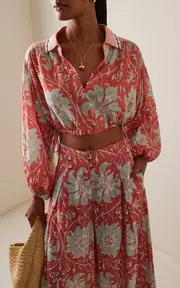 [BOTEH] De Flore Collared Linen Crop Top