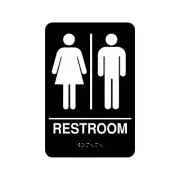 Cosco Restroom Indoor Door Sign 5.5"L x 8.8"H Black/White (098096) 712399