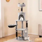 CostwayTall Cat Tree with Sisal Scratching Posts and Board for Indoor Cats-Grey