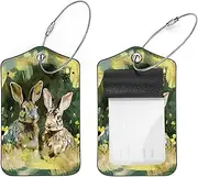 [KQNZT] Luggage Tag, 2 Pcs Suitcase Tag, Faux Leather Luggage Tag, Custom Luggage Tags, Luggage Tags 2 Pack, Happy Easter Bunny Cartoon Flower