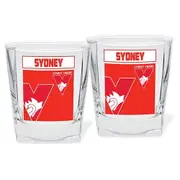 Sydney Swans AFL Set of 2 Spirit Glasses 250ml Glass FULL COLOUR LOGO