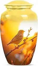 Sparrow Yellow Urn - Decorative Urn for Ashes Adult Male - Funeral Urns for Ashes Adult Men & Women - Unique Burial Cremation Urns for Human Ashes - 10 Inch