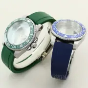 316L Stainless steel GMT Mod 40mm Watch Case rubber strap Cyclops Sapphire Glass