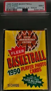 1990 Fleer Basketball Pack Graded PSA 9 MINT Michael Jordan A/S-Back 50847647