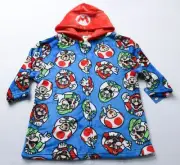 Super Mario Boys Plush Long Sleeve Hooded Full Zip Robe AP2 Blue Size: 4 NWT