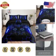 6-Piece Full Gamer Bedding Set - Comforter, Sheets & Pillowcases in Blue